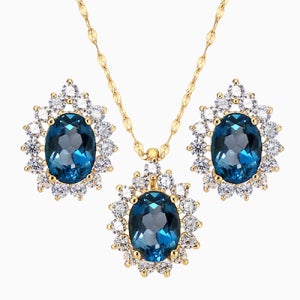 [천연석] 14K 18K 벨라런던블루 토파즈 세트
