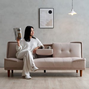 에보니아 리도 컵홀더 3인용 패브릭룩 방수가죽 소파베드