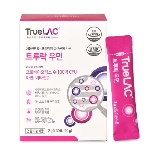 트루락 <b>우먼</b> <b>여성</b> 임산부 유산균 추천 1개월 30포 프로바이오틱스 100억 비타민D 아연