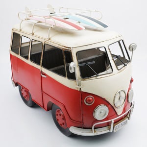 틴 철제 써핑보드 버스 자동차 모형 레드화이트 46cm 레트로 복고풍 빈티지 홈데코 매장 꾸미기 장식 소품