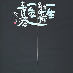 출입구노렌-일생청춘(검정색)[85x150cm]