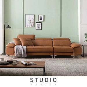 [스튜디오삼익]컨템포 프리미엄 이태리 통가죽 4인용 소파(스툴제외)