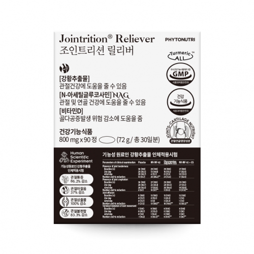 조인트리션 릴리버 <b>NAG</b>(N아세틸 글루코사민) 터메릭올 관절 연골 뼈 멀티 관리 미셀화커큐민