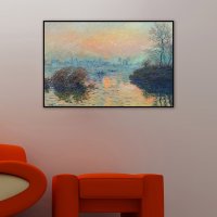 더벨라 모네 - 라바쿠르 센강의 일몰 겨울 효과 Sunset on the Seine at Lavacourt Winter Effect 모던프레임 캔버스액자 12x8inch 3