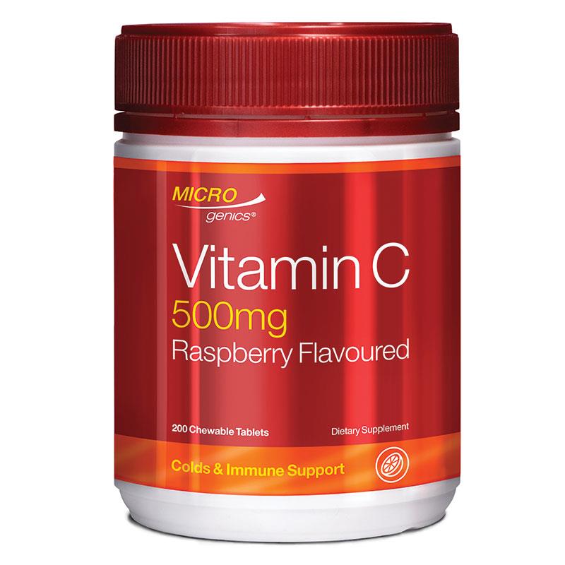 [<b>마이크로제닉스</b>] <b>비타민C</b> 500mg 라즈베리맛 200정