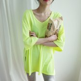 브이넥 박스티 네온컬러 레깅스기장 롱티셔츠