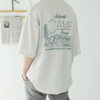 남자 오버핏 박스 여름 면 반팔 CAMP 커플티셔츠