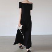 오프숄더 캐롤 롱 원피스