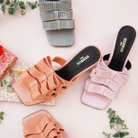 부티크헤르원 BONBON Ribbon Slipper 봉봉 리본 슬리퍼 샌들 페이턴트 피치 체크 19