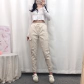 여자 하이웨스트 포켓 카고 조거팬츠