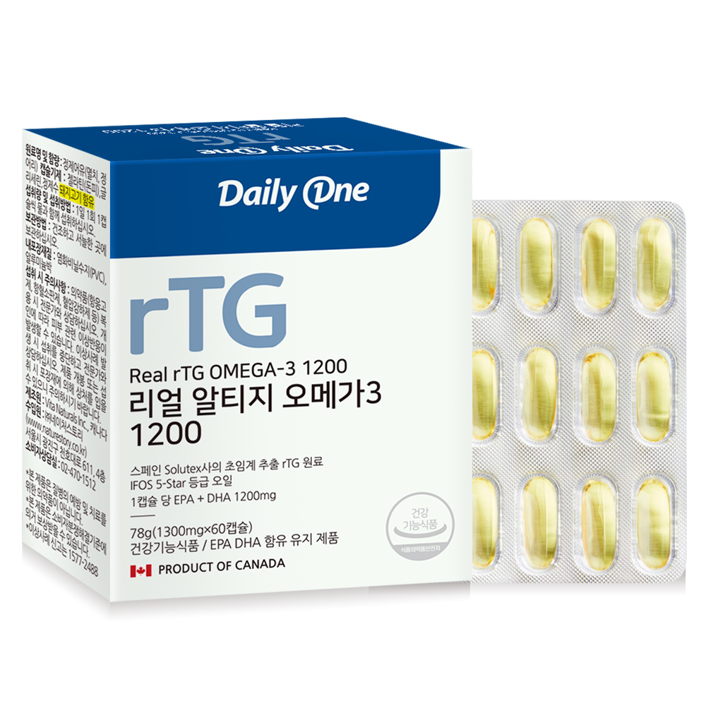 <b>데일리원</b> 리얼 알티지 <b>오메가3</b> 1300mg x 60캡슐