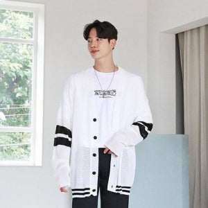 카닌 라인 배색 썸머 가디건