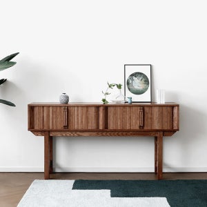 [오크] D형 슬라이드거실장 마호가니컬러