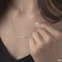 14K 골드 다이아 커브 스틱 목걸이, 미니멀얼루어