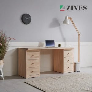 [지베스] 로우 미송 양수 책상세트