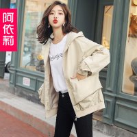 jingyi 봄 트렌치 코트 캐주얼 반코트