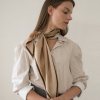 [비비드솔리드]ely silk scarf -beige