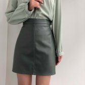 A라인 레더 스커트
