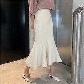 새틴롱 실키 머메이드 주름 스커트 Q0003