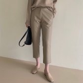베이직 9부 일자 가죽 팬츠