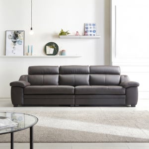 동서가구 엘빈 천연면피가죽 4인 소파(스툴미포함) DF919260