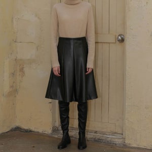 [엣드맹] 002 Black leather pleated skirt