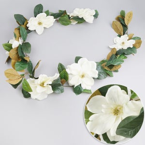 마그놀리아 조화 인조 목련 꽃 넝쿨 가랜드 백목련 180cm 24줄 세트 넝쿨 갈란드 담쟁이 덩쿨 덩굴 갈런드