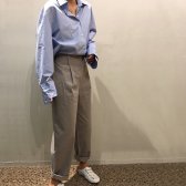 핏이 세련된 데일리 하이웨스트 와이드 밴딩 슬랙스 팬츠