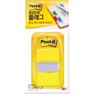 3M 680M-5N 포스트잇 메모지 무스탕 플래그 (견출테이프) 44x25mm 1팩 (50장) - 옐로우