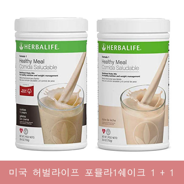 <b>허벌라이프</b> 미국 포뮬라1 쉐이크 1+1= 쿠키앤크림+ 돌체 데 레체 카라멜  2개  750g