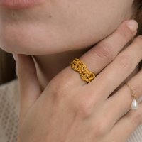 메리모티브 Metalic knit lace ring g 골드반지 볼드링 니트반지 레이어드반지 글리터 메탈릭