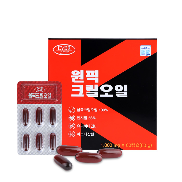 에버그린 <b>원픽 크릴오일</b> 1000mg x 60캡슐