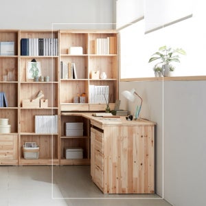 동서가구 삼나무 원목 H형 책상 책장 세트
