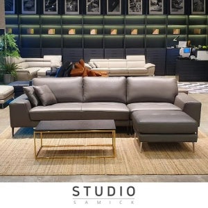 [Studio Samick]올랜도 프리미엄 이태리 통가죽 4인용 소파(스툴포함)