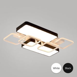 LED 직사각 2단 6등 스페이스 거실조명 200W 레이스 블랙 화이트