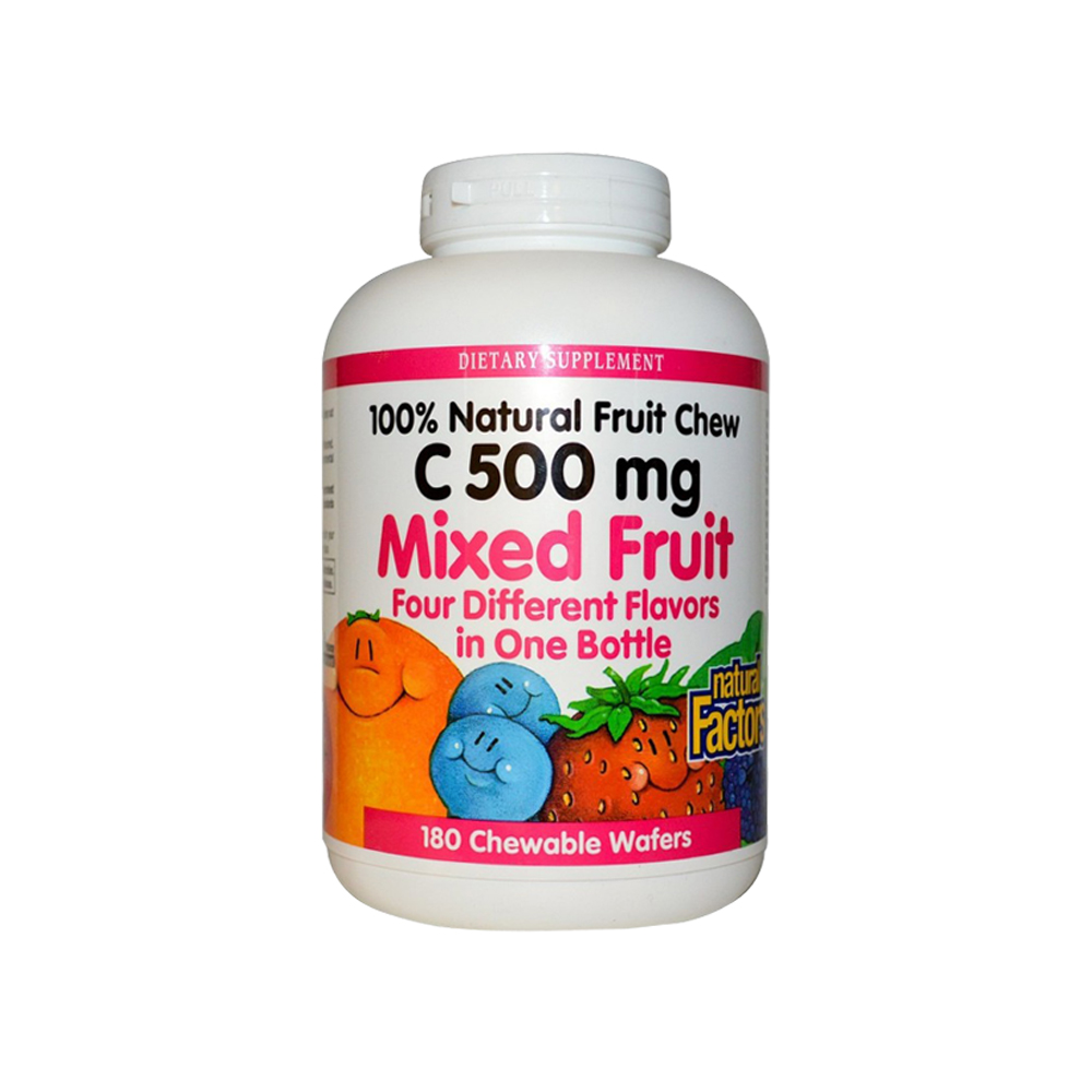 <b>비타민</b>C <b>믹스드 프룻</b>500mg (180 <b>츄어블</b>) / NATURAL FACTORS Vitamin CMixed Fruit (500 mg - 180 chews)