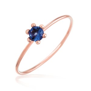 미니아트 14K 로즈골드 12월 탄생석 반지 레이어드 탄자나이트 컬러 큐빅 링