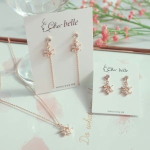 메리윈드 귀걸이/귀찌/목걸이 set[로즈골드], Cha-belle 샤벨르