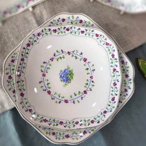 [100%손그림] 🌸봄봄봄 블루 디저트 접시, 박혜영포슬린