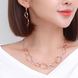 미니아트 14KGP 로즈골드 세렌디피티 큐빅 귀걸이 목걸이 팔찌 세트