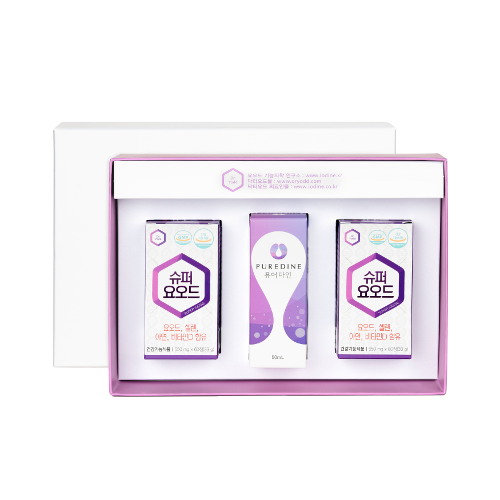 슈퍼요오드 갑상선 영양제 2병과 퓨어다인 1병 선물세트 한정판 <b>퀴노다인 에스피</b>