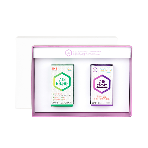슈퍼요오드 갑상선호르몬영양제 1병 슈퍼바나바 식후혈당영양제 1병 선물세트 <b>퀴노다인 에스피</b>
