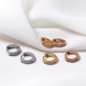 써지컬스틸 큐빅S원터치 귀걸이