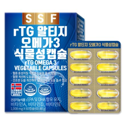 동서바이오팜 순수식품 rTG 알티지 오메가3 1000mg x 60캡슐
