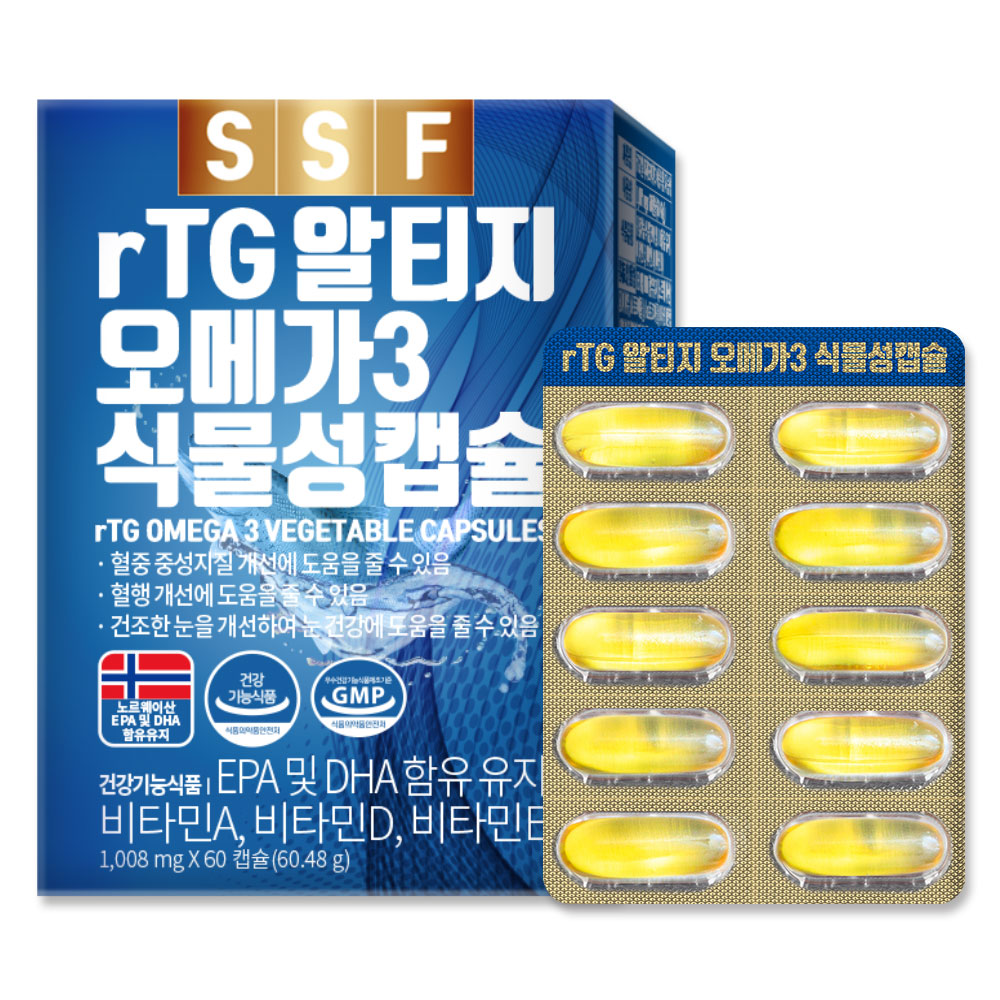 순수식품 rTG 알티지 <b>오메가3</b> 1008mg x 60캡슐