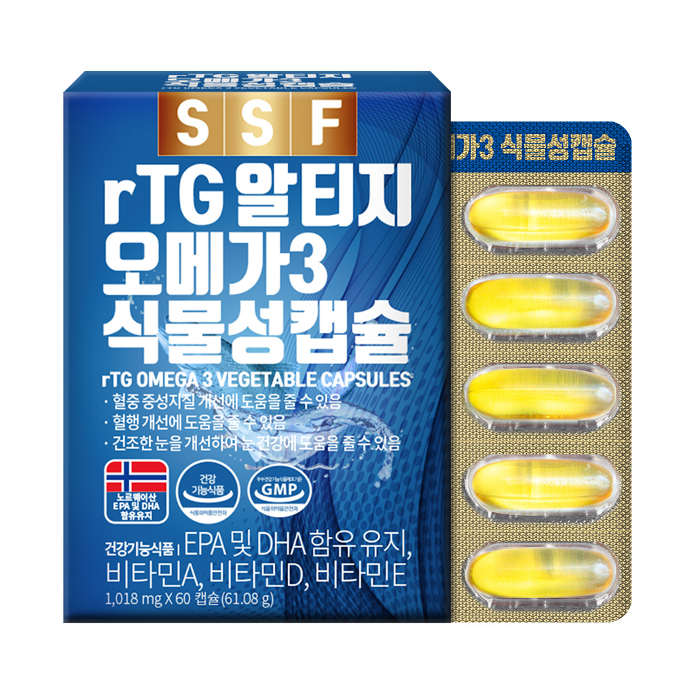 순수식품 rTG 알티지 <b>오메가</b>3 1008mg x 60캡슐