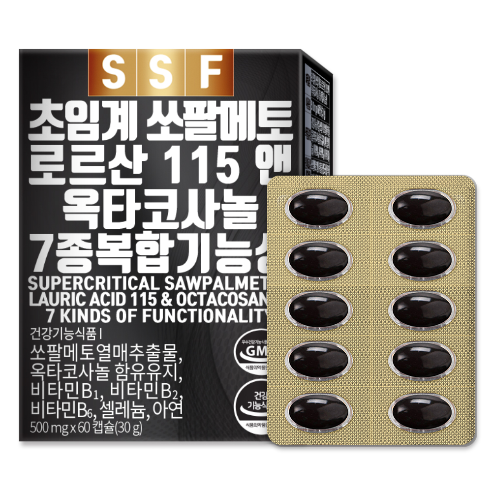 순수식품 <b>쏘팔메토</b> 로르산 115 앤 옥타코사놀 500mg x 60캡슐