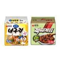 농심 너구리순한맛 5개 + 농심 짜파게티 5개  1개