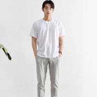 남성 데일리 커플룩 웨어 라운드 반팔티