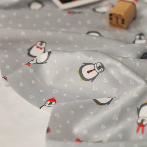 원단 [대폭]최고급극세사097-토이펭귄(그레이) 퀼트 천 홈패션